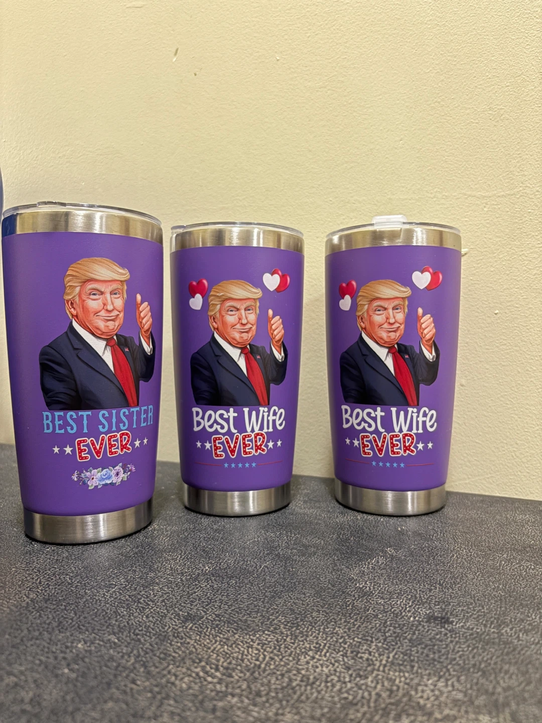 Set of 3 Purple Tumblers - Best Sister/Wife Ever