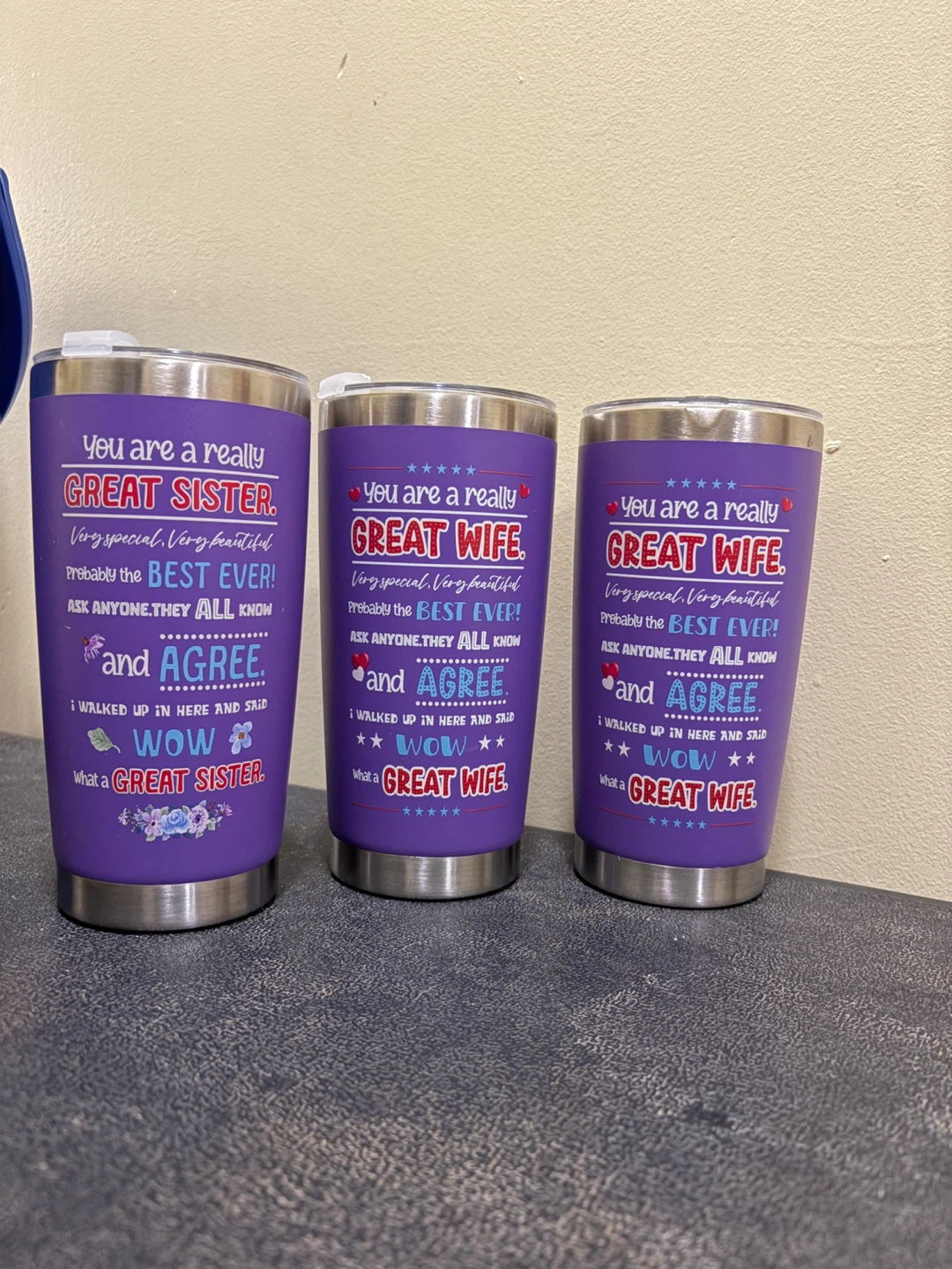 Set of 3 Purple Tumblers - Best Sister/Wife Ever - photo 2