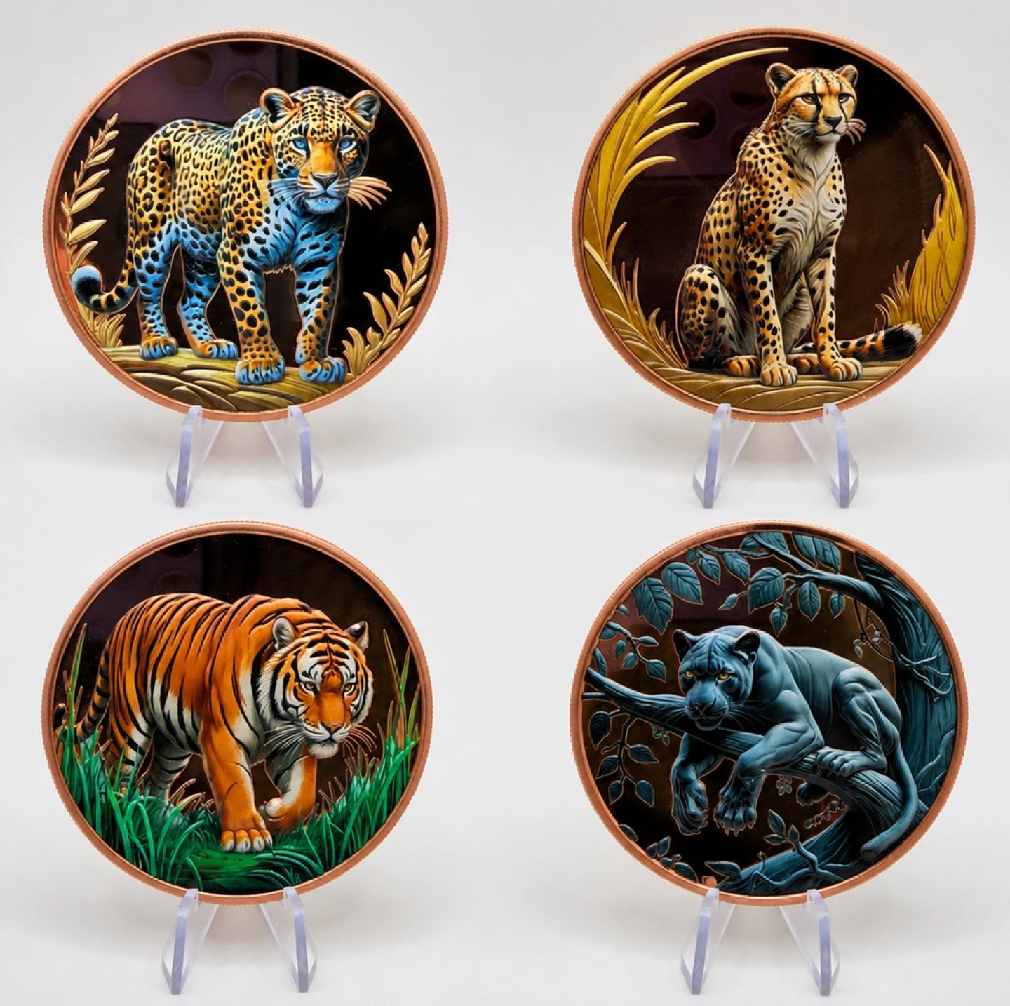 Large Wild Cat Themed Decorative Coins