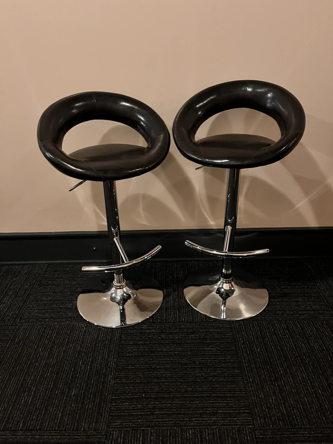 Gymax Adjustable PU Leather Bar Stools (2) Black