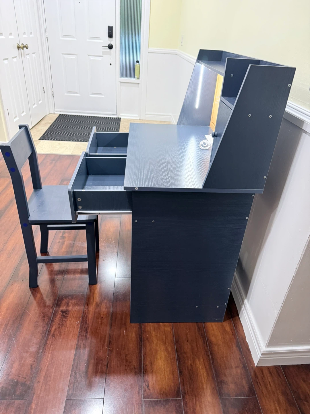 Blue Kids Desk and Chair Set with Built-in Light - photo 3