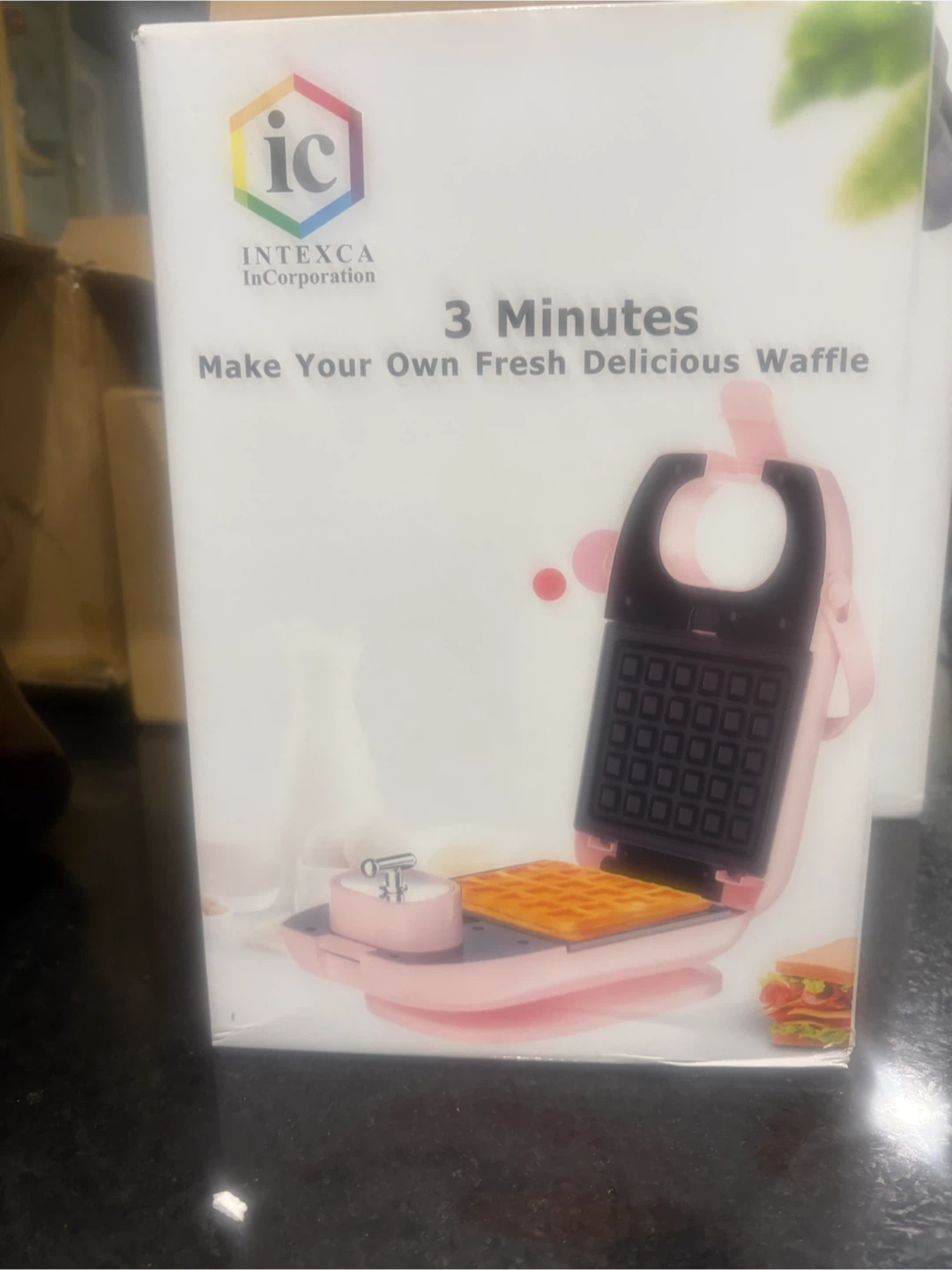 INTEXCA Pink Waffle Maker - 3 Minutes