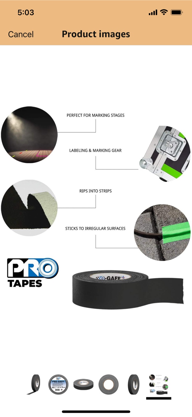 ProGaff Matte Cloth Gaffers Tape Black 1" x 55 yds - photo 3