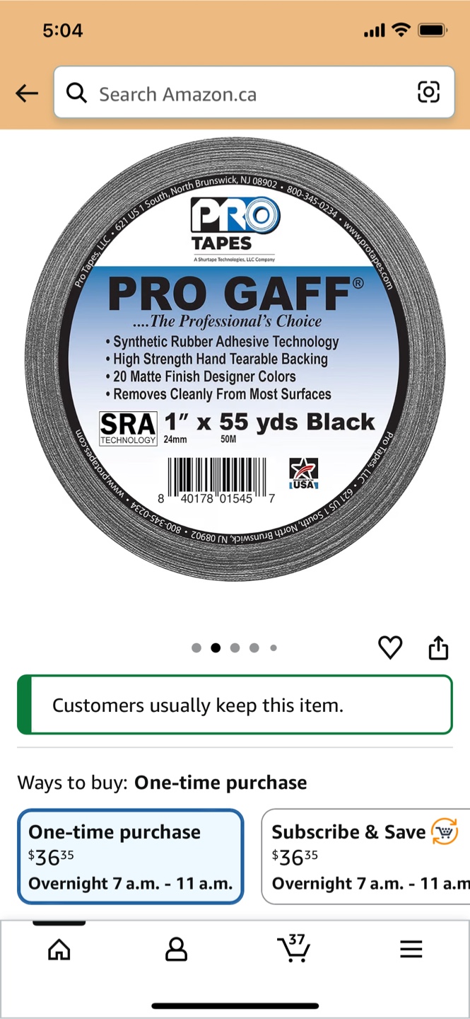 ProGaff Matte Cloth Gaffers Tape Black 1" x 55 yds - photo 2