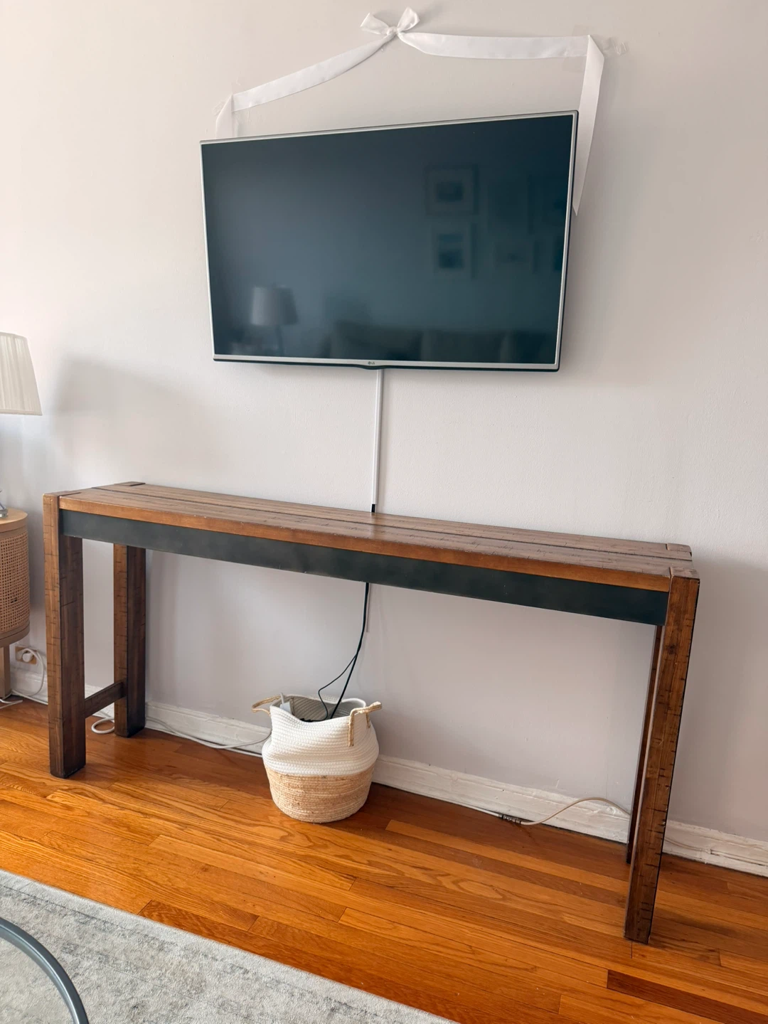 Wood Console Table with Metal Accents - photo 4