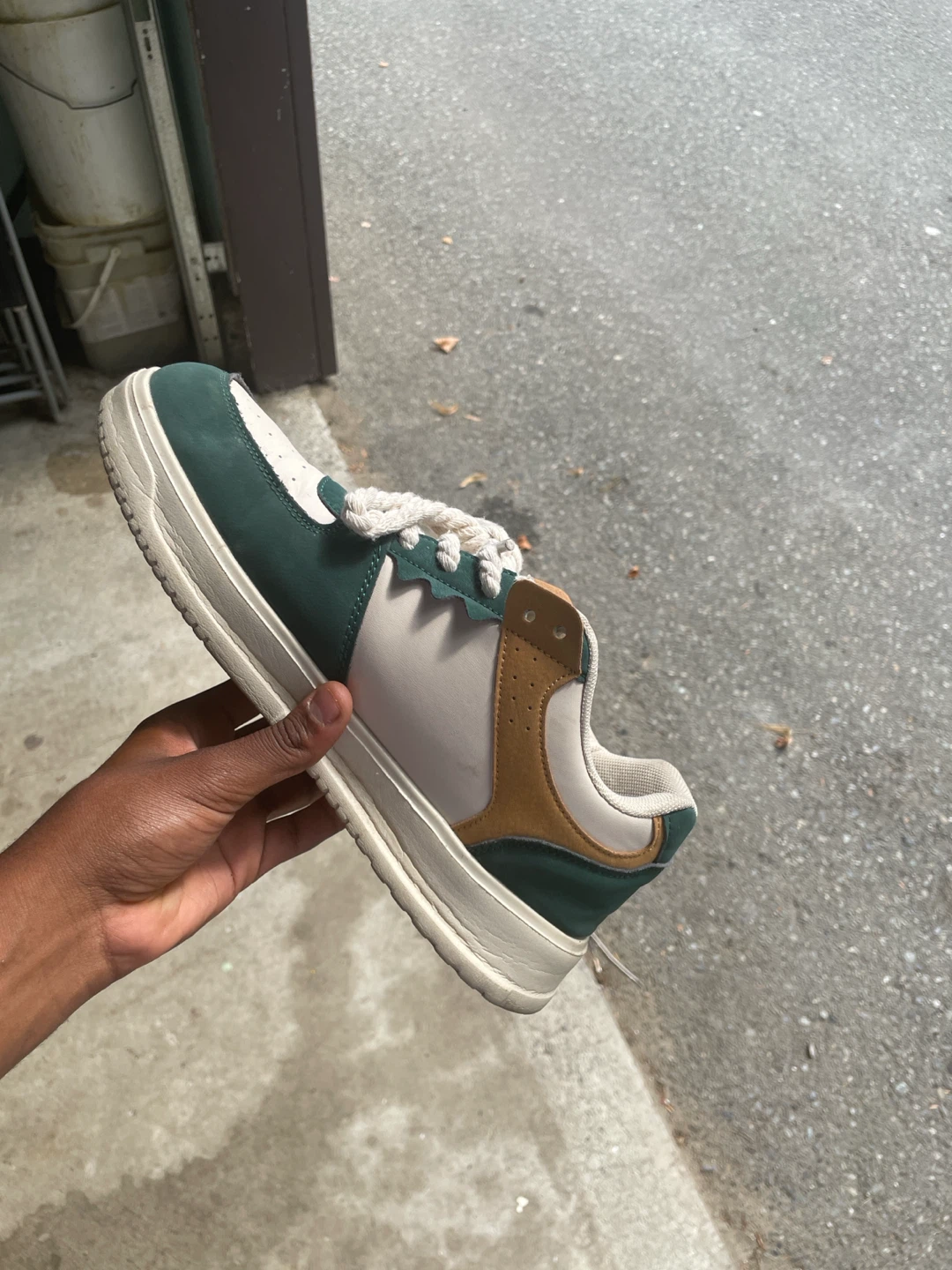 Green and Tan Suede Sneakers - photo 2