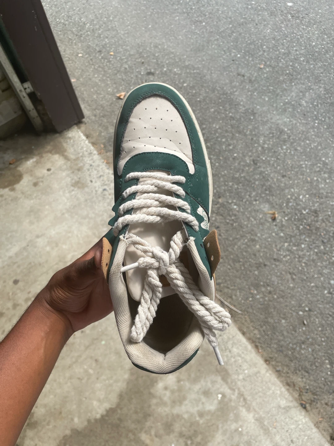Green and Tan Suede Sneakers - photo 3