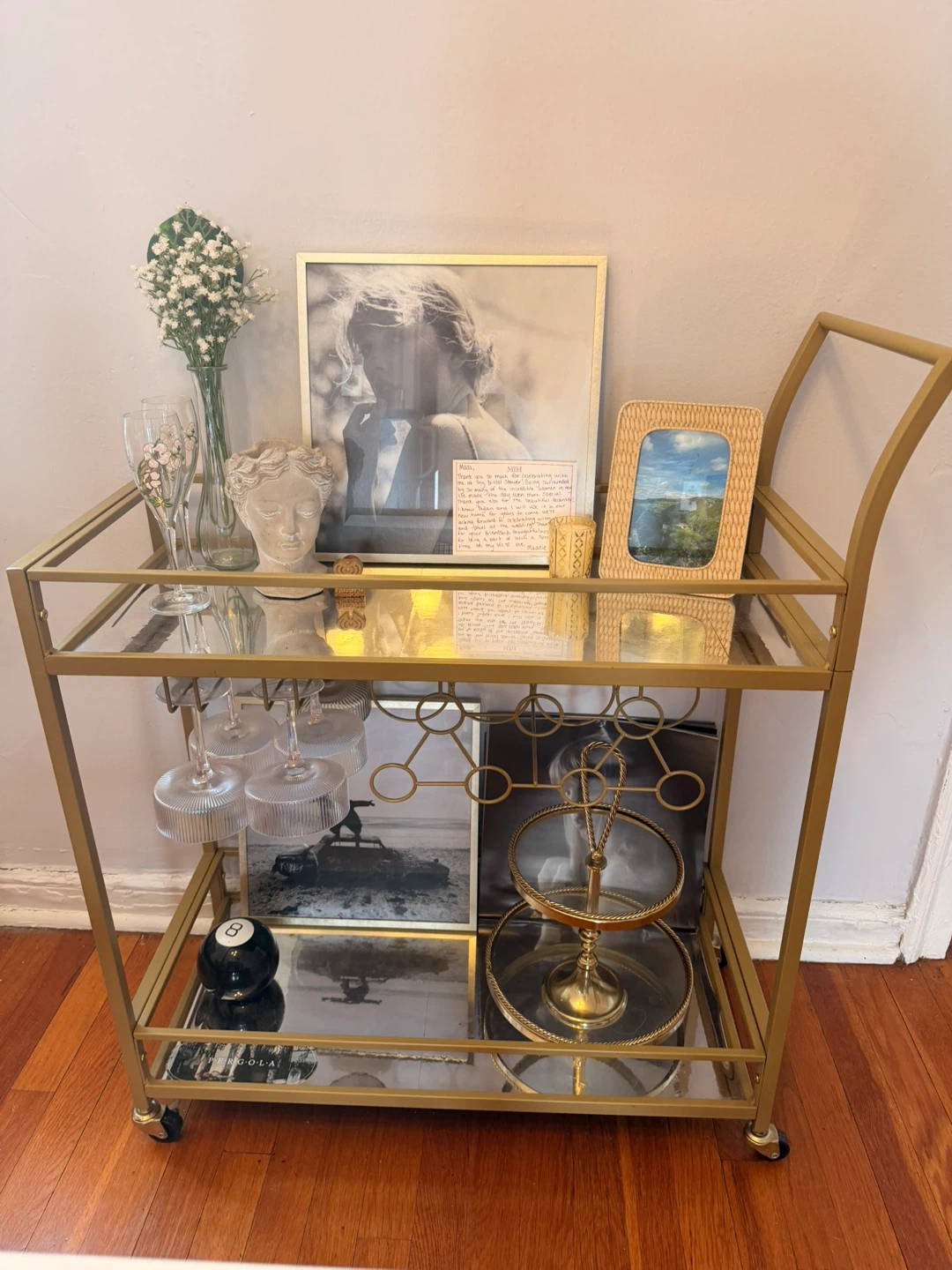 Gold Bar Cart with Shelves - photo 2