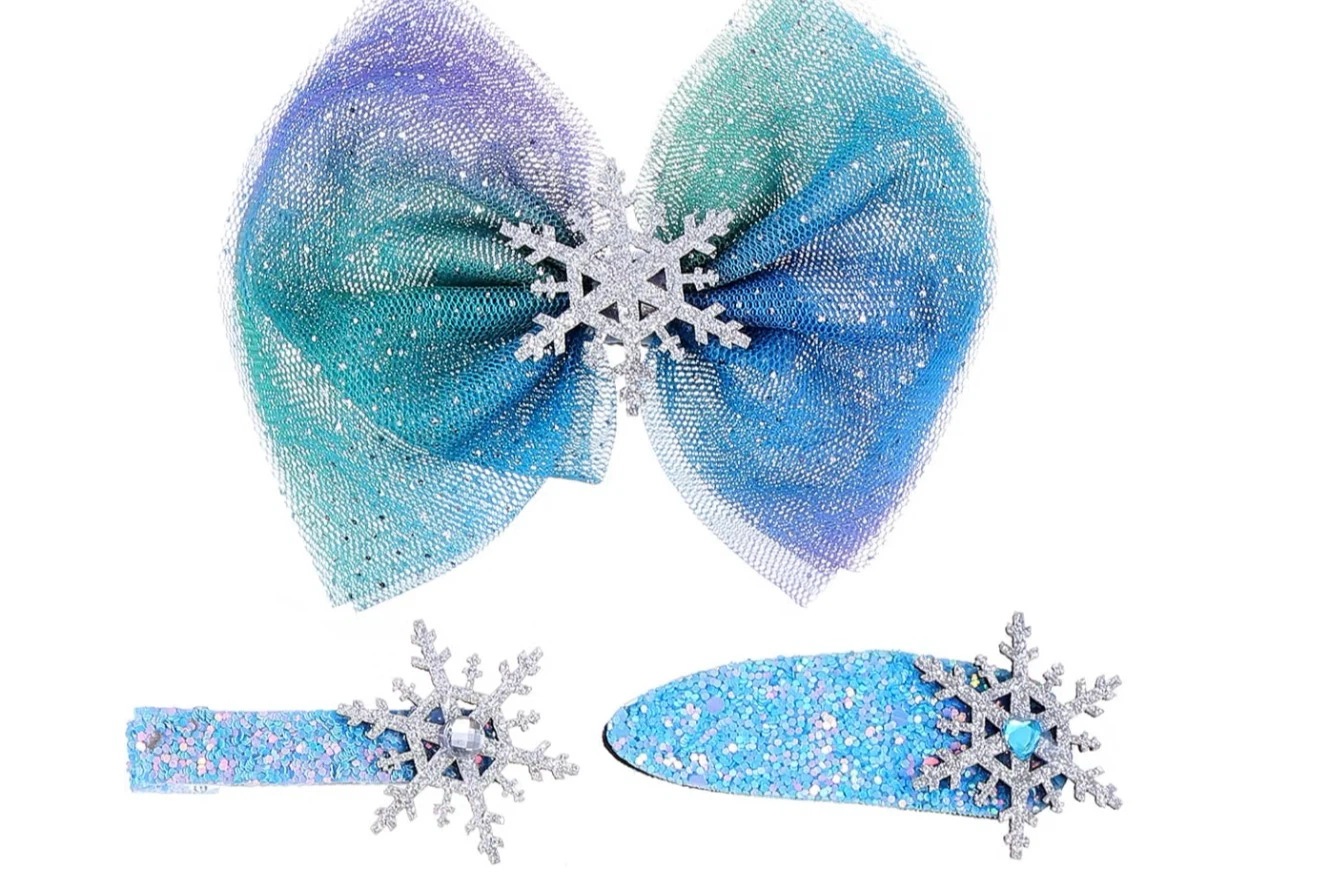 Girls Snowflake Hair Bow Set