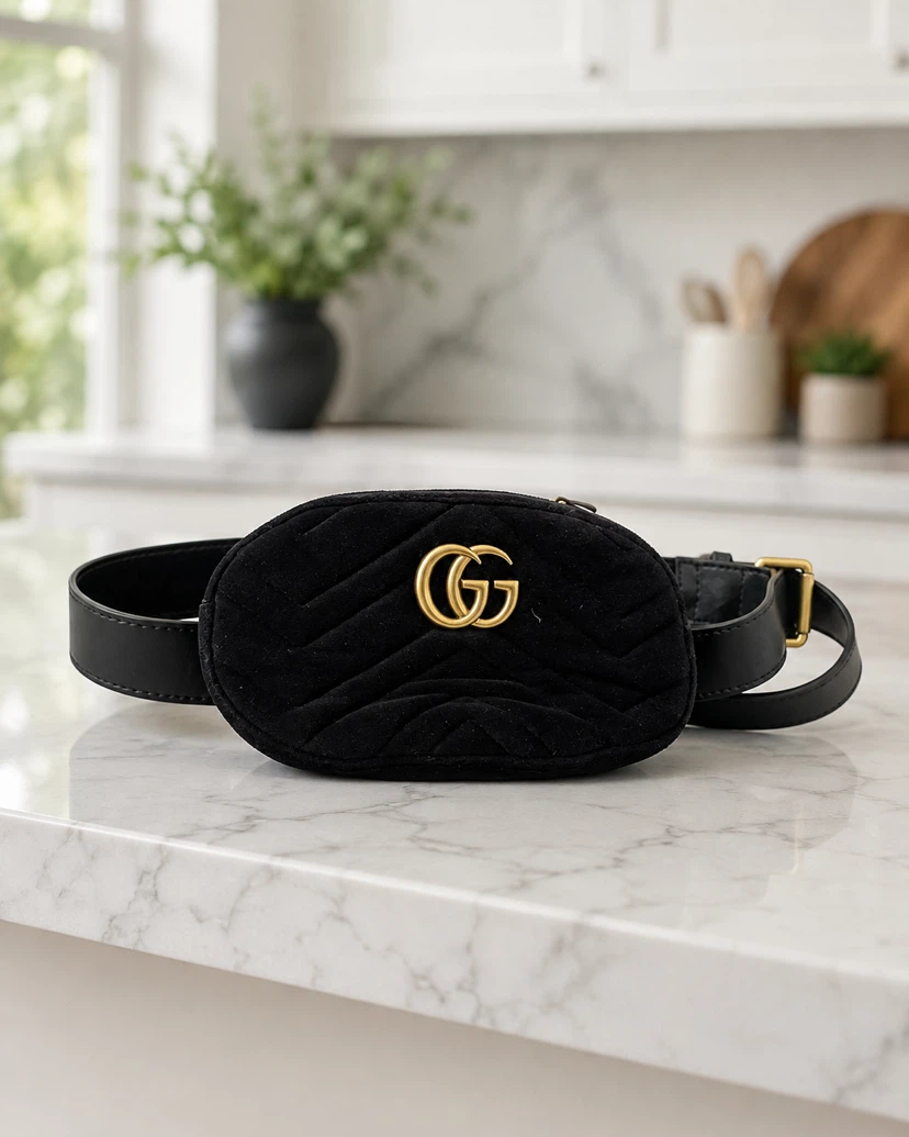 Black Velvet GG Marmont Belt Bag