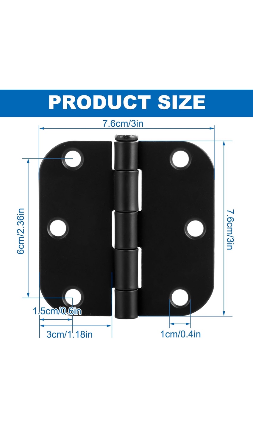 Black Door Hinges with Screws (10Pack) - photo 2