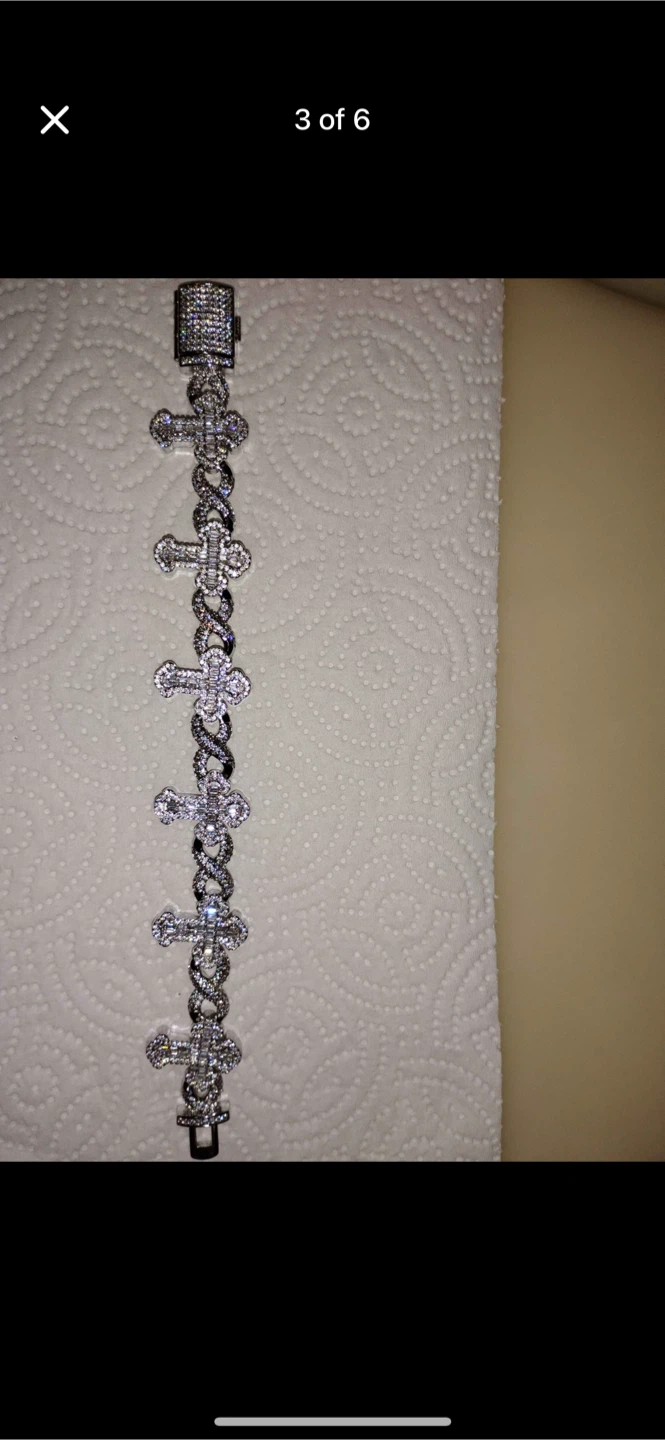 Iced Out Cross Bracelet and Necklace Set - photo 3