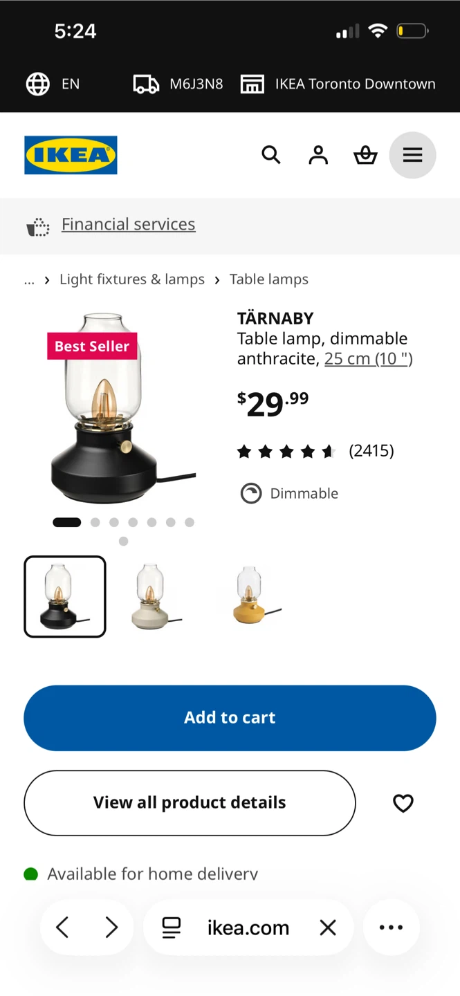 IKEA TÄRNABY Table Lamp - Anthracite - photo 2