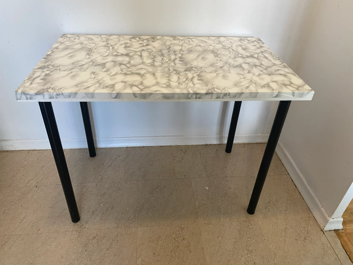 IKEA Table with Marble Design Contact Paper on top