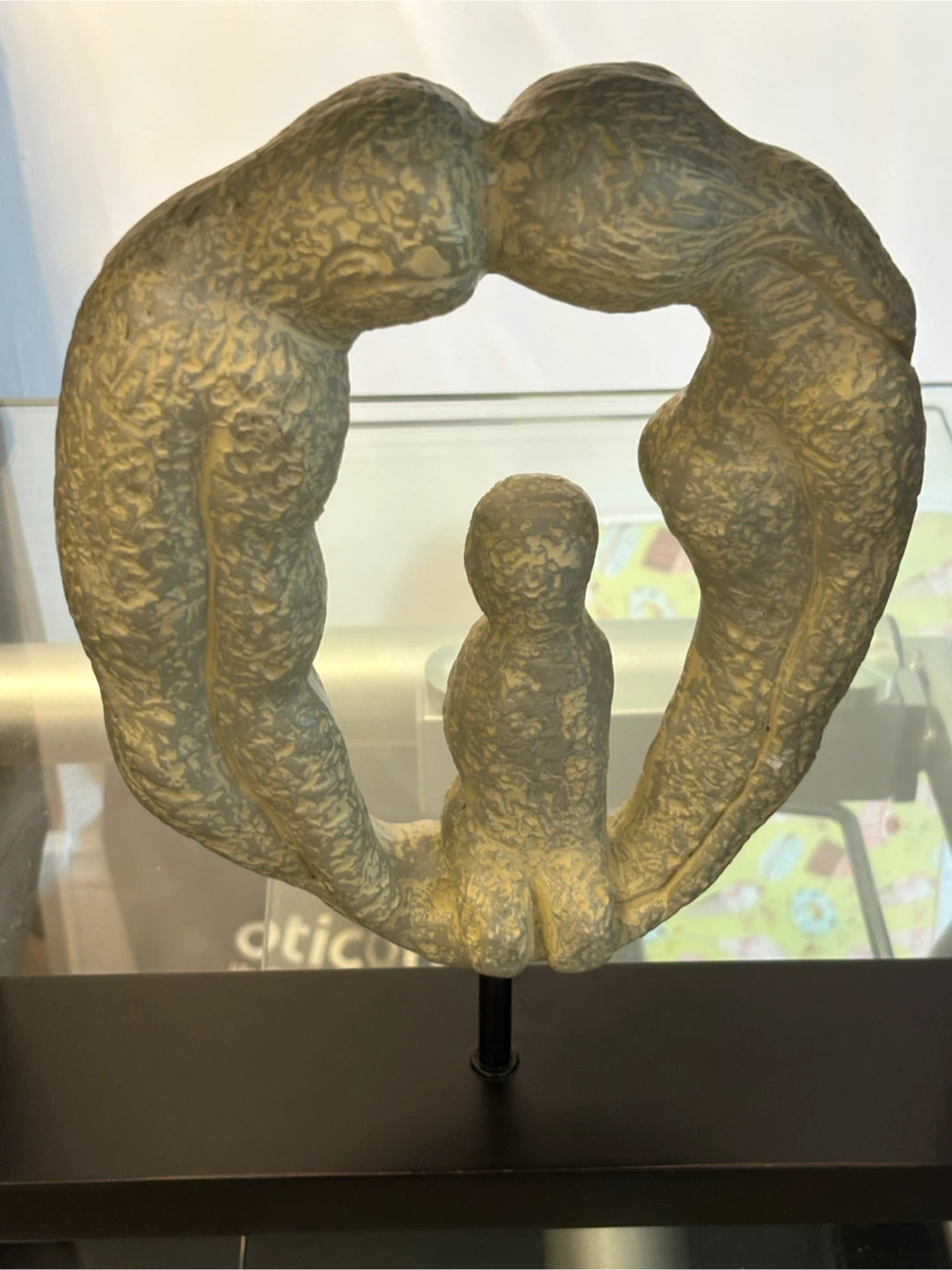 Modern Abstract Family Embrace Sculpture in Black Display Frame - photo 4