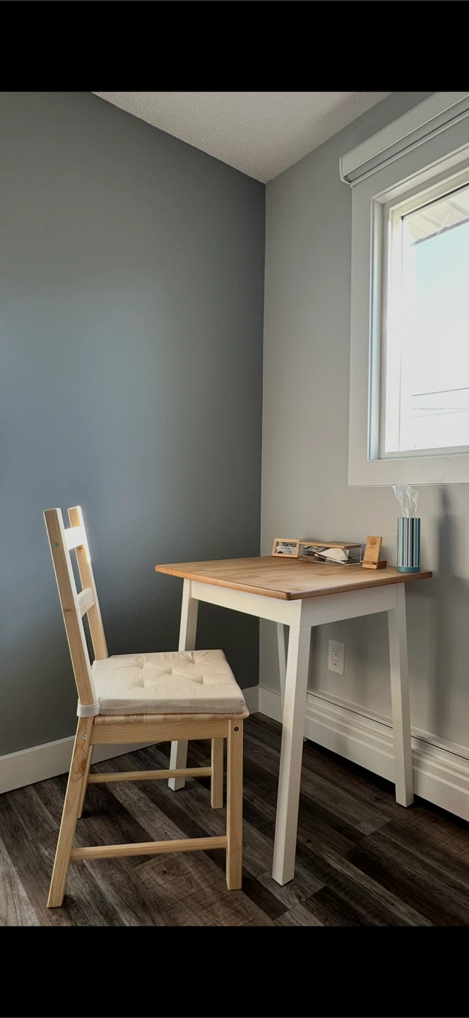 Wooden Ikea table and chair