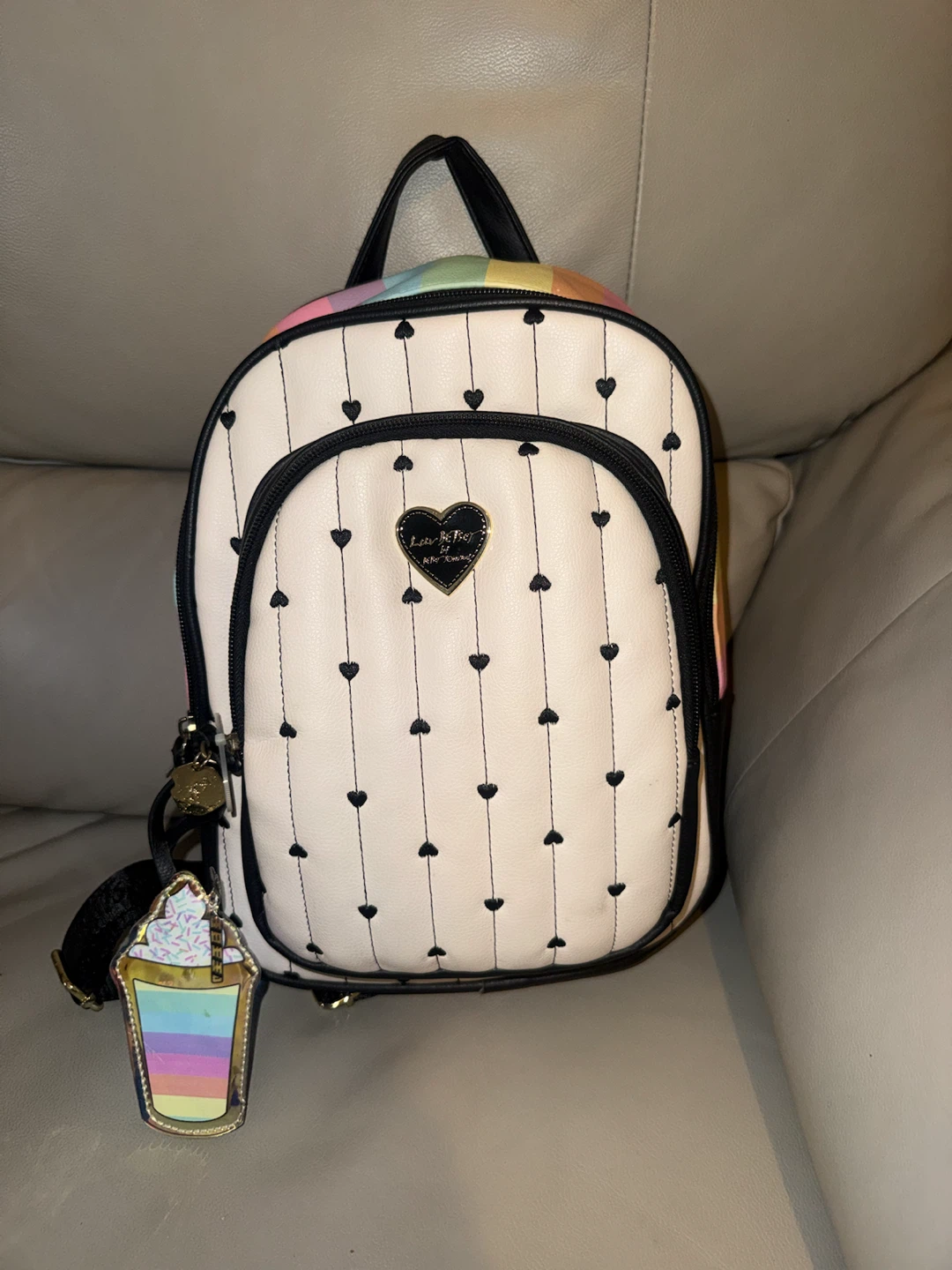 Betsey Johnson Rainbow Heart Mini Backpack