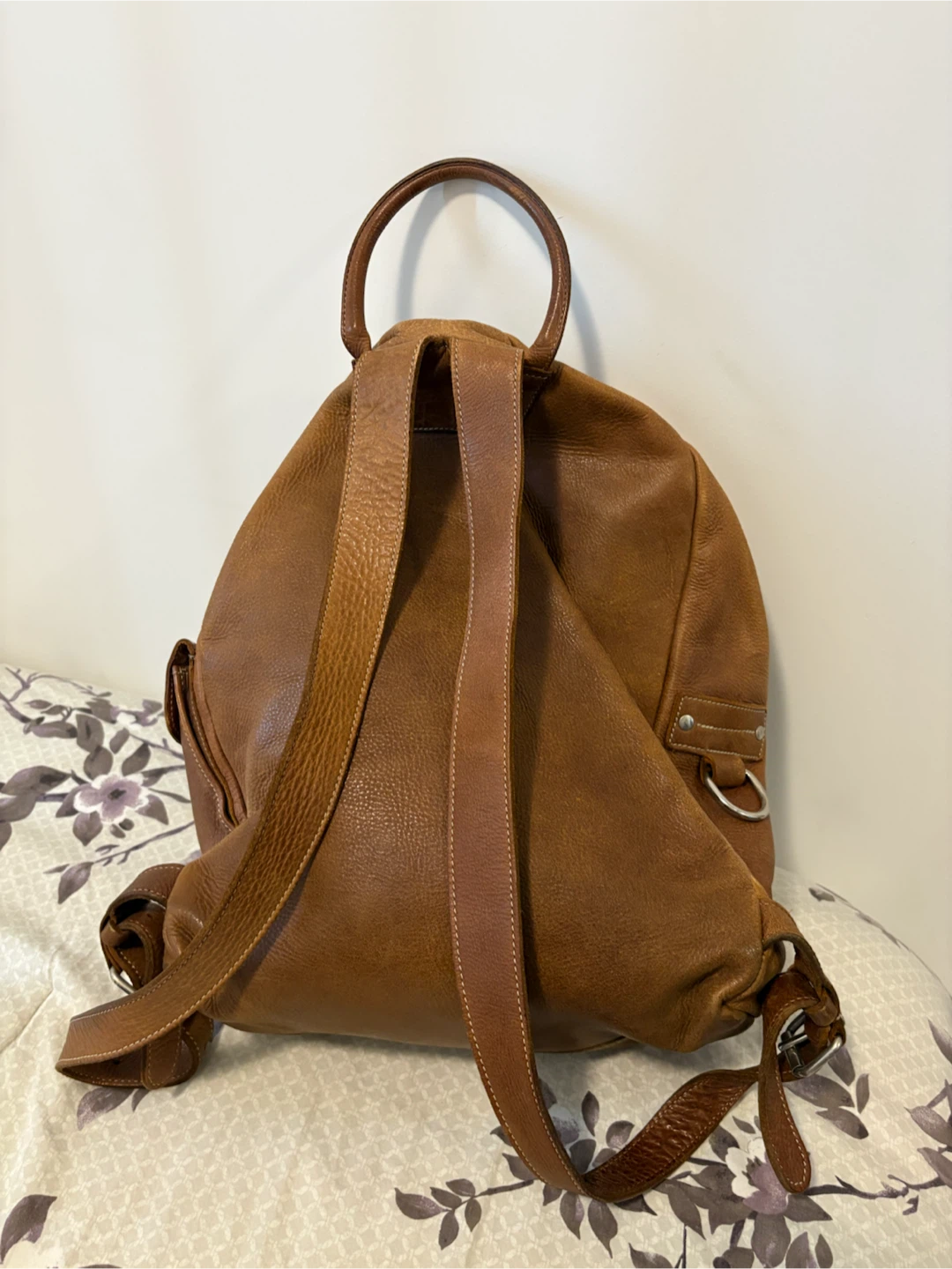 Roots Brown Leather Backpack with French Flag Patch - photo 4