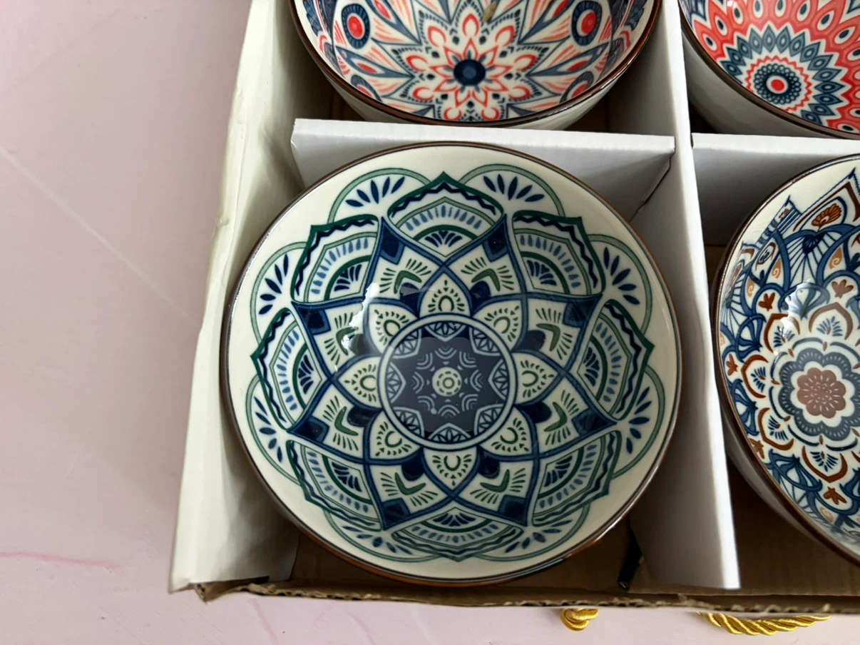 New 6 Pieces Small Mandala Porcelain Bowl Set - photo 3