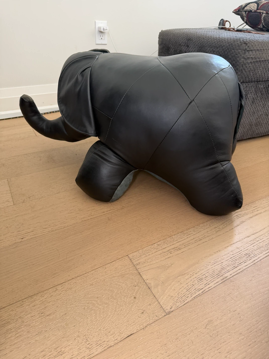 Genuine Leather Elephant Ottoman