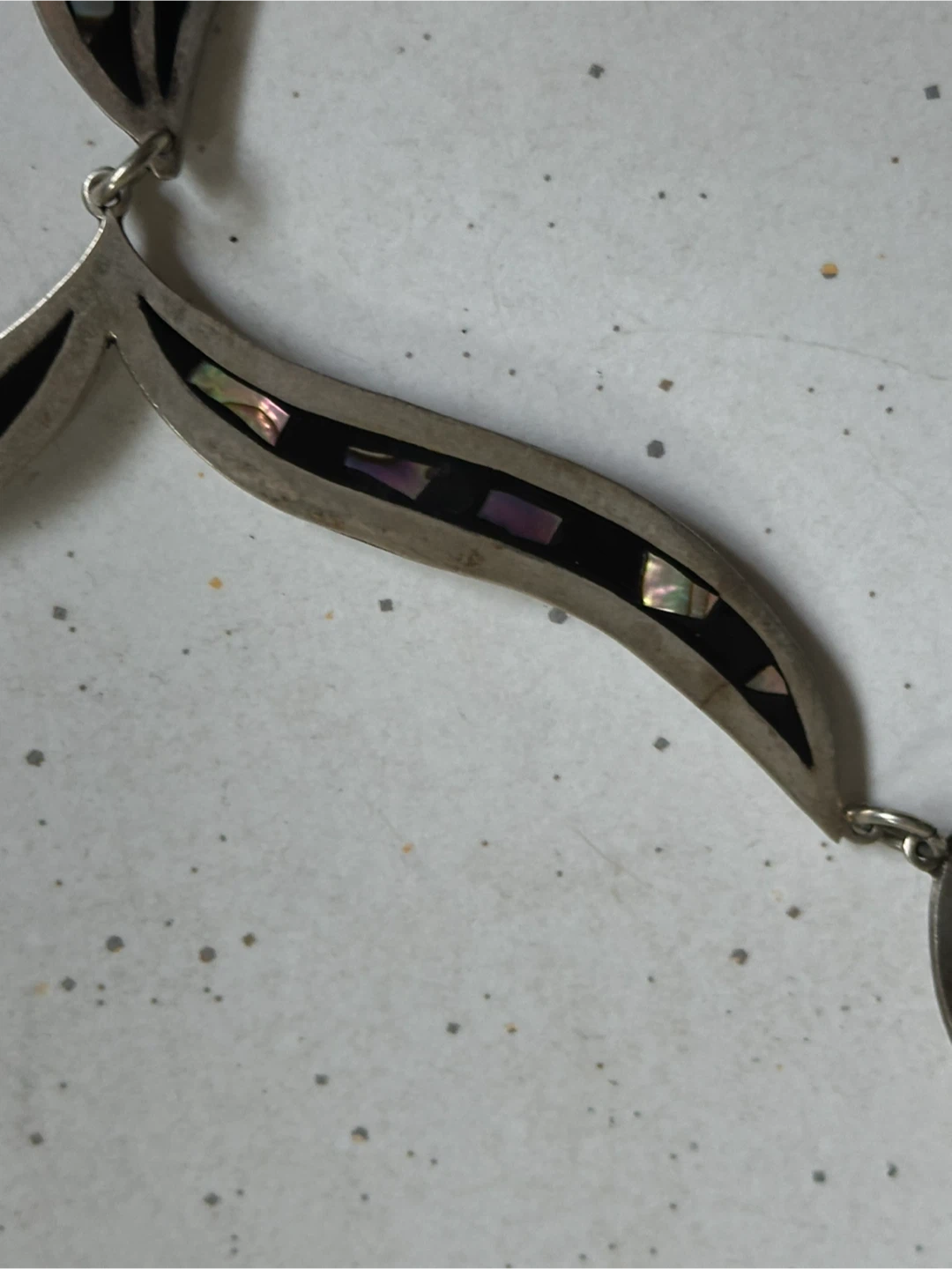 Signed Mexican Silver Taxco Abalone Shell Necklace - photo 3