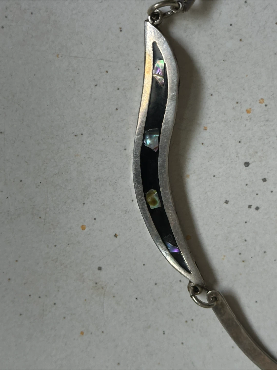 Signed Mexican Silver Taxco Abalone Shell Necklace - photo 4