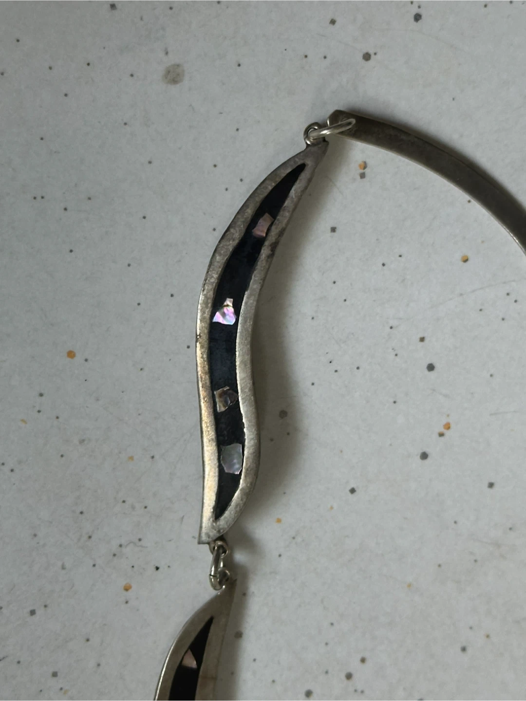 Signed Mexican Silver Taxco Abalone Shell Necklace - photo 5