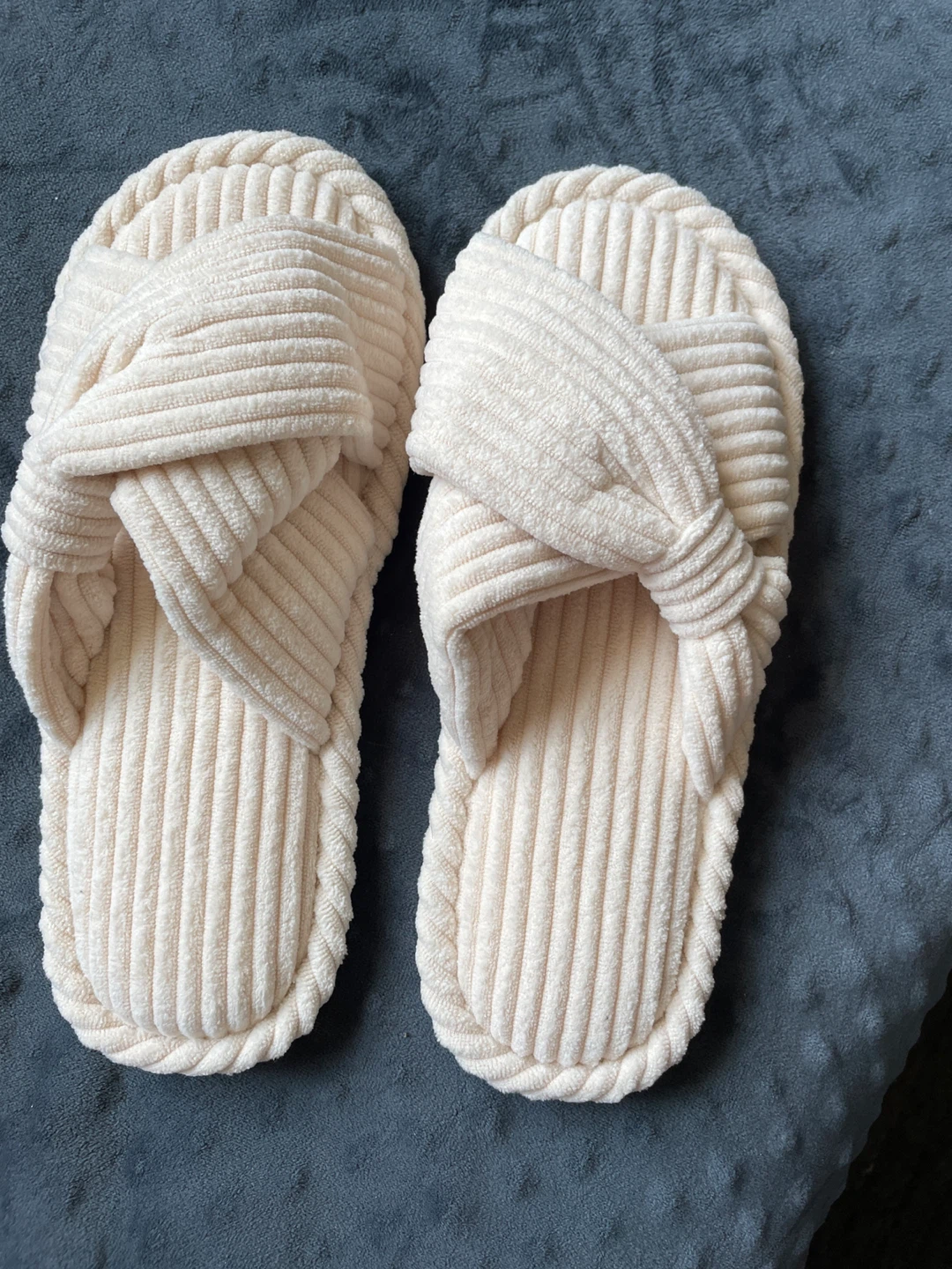 Cream Corduroy Slide Slippers Size 260 MM