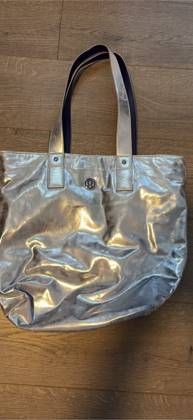 Lululemon Mantra Tote Metallic Silver Shoulder Bag
