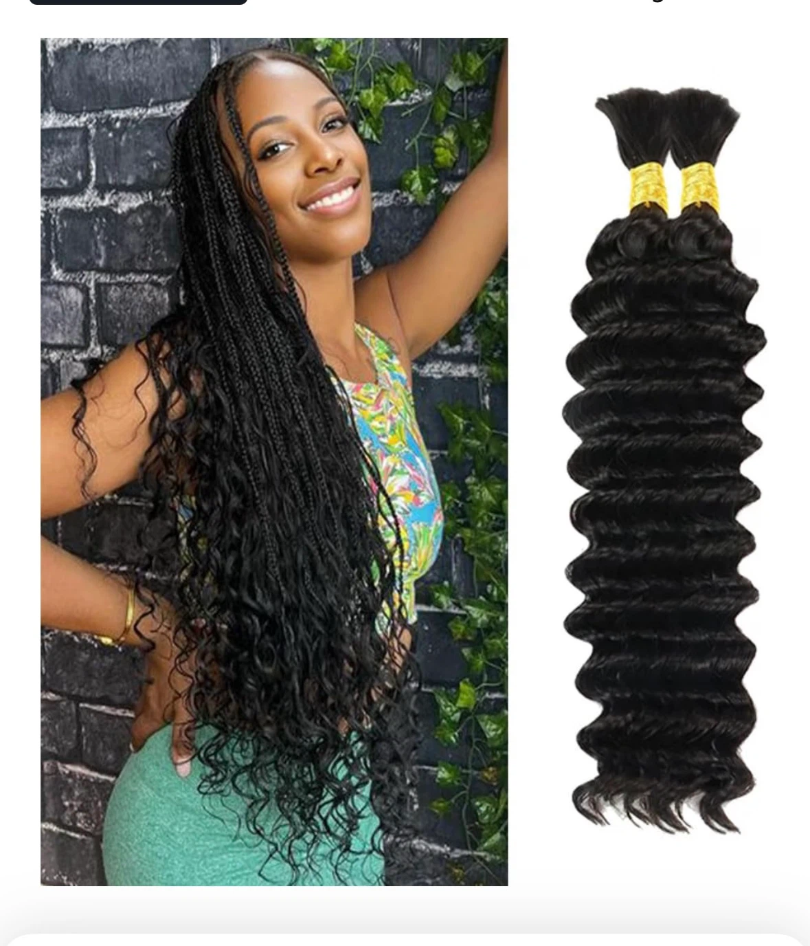 Black Curly deep weave Braiding human Hair 18 inch - photo 3