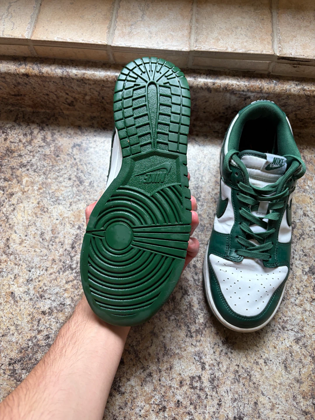 Nike Dunk Low Green White Sneakers - photo 5