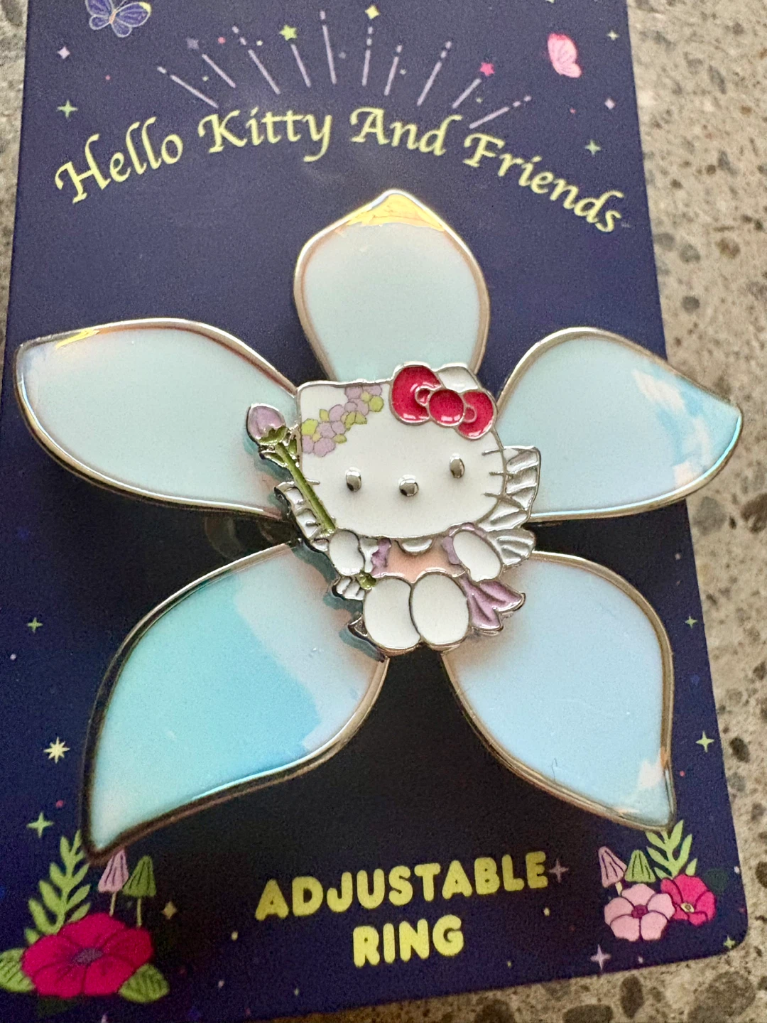 Hello Kitty Fairy Flower Adjustable Ring Sanrio Neon Tuesday New - photo 2