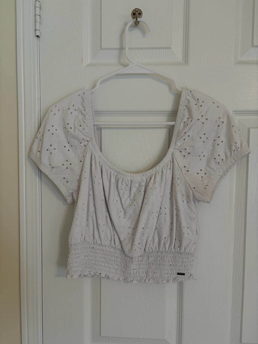 Hollister White Eyelet Crop Top