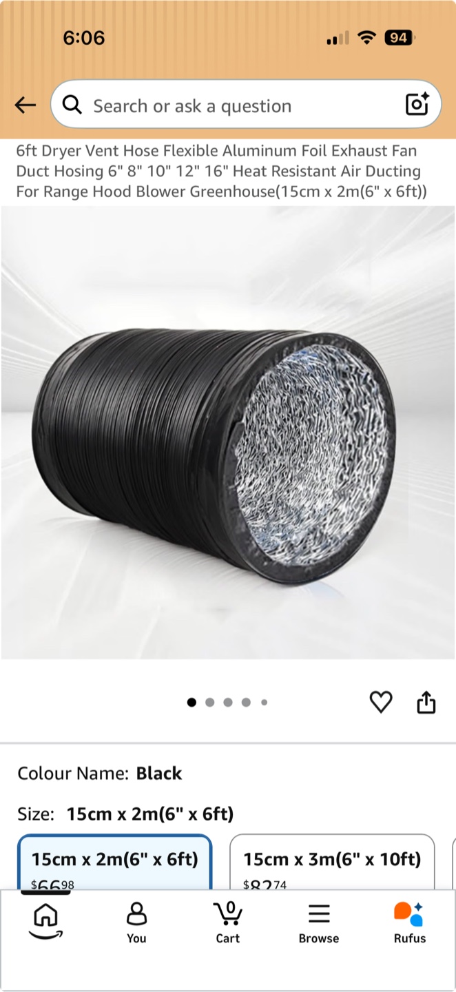 6ft Dryer Vent Hose Flexible Aluminum Foil Exhaust Fan Ducting