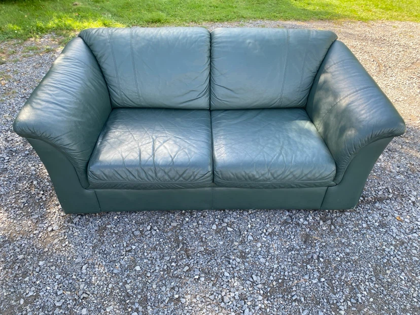 Genuine Leather Green Teal Love seat Sofa (CAN DELIVER) - photo 2