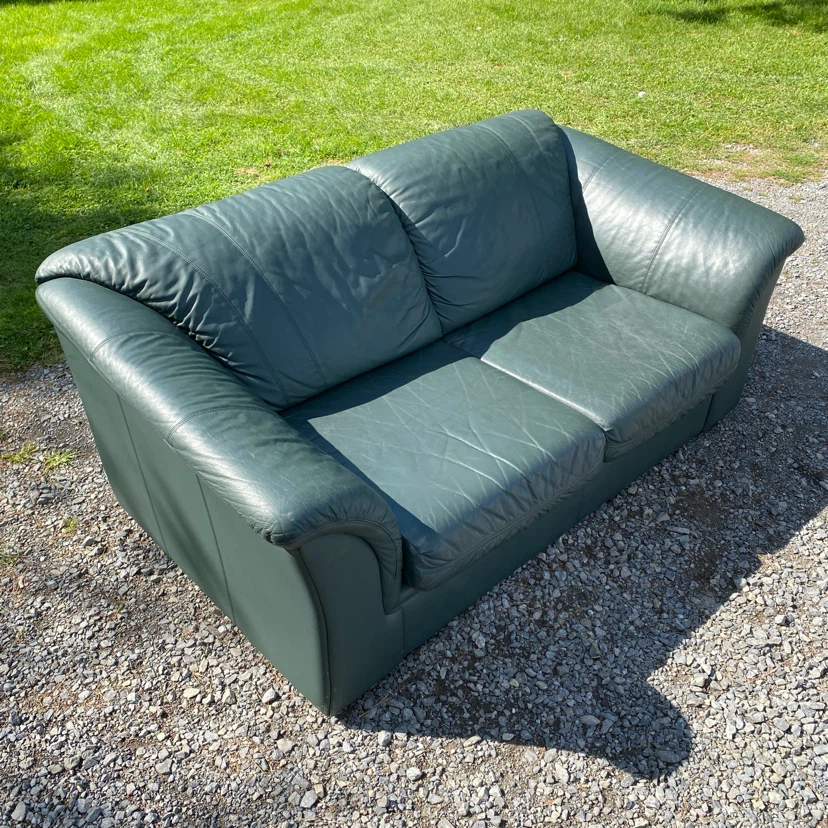 Genuine Leather Green Teal Love seat Sofa (CAN DELIVER) - photo 5