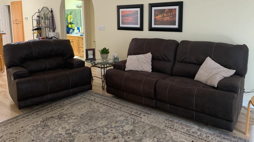 Brown Reclining Sofa and Oversized  chair - photo 2