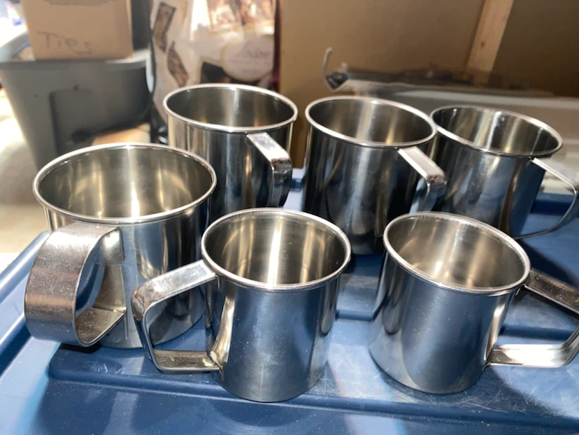 Set of 6 Stainless Steel Camping Mugs