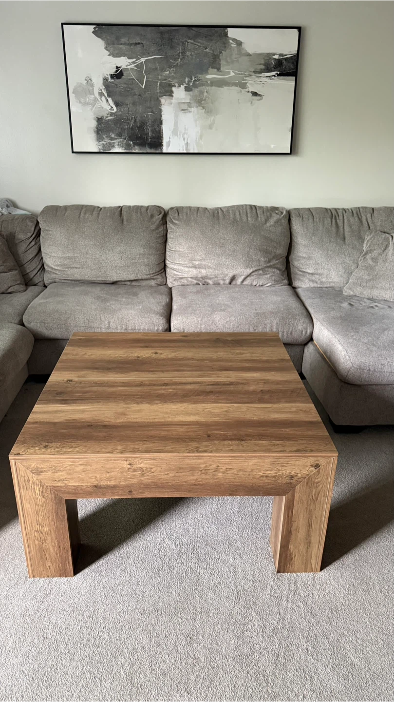 NEW 39.4-Inch Square Coffee Table, Rustic Brown