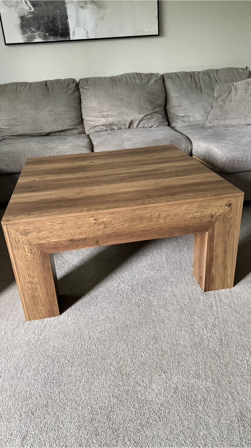 NEW 39.4-Inch Square Coffee Table, Rustic Brown - photo 2