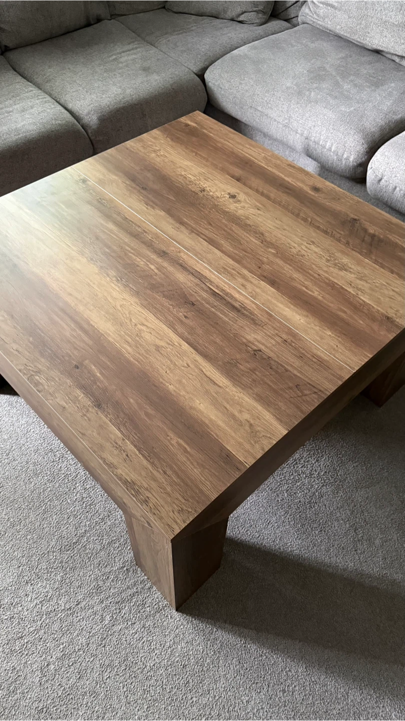 NEW 39.4-Inch Square Coffee Table, Rustic Brown - photo 3