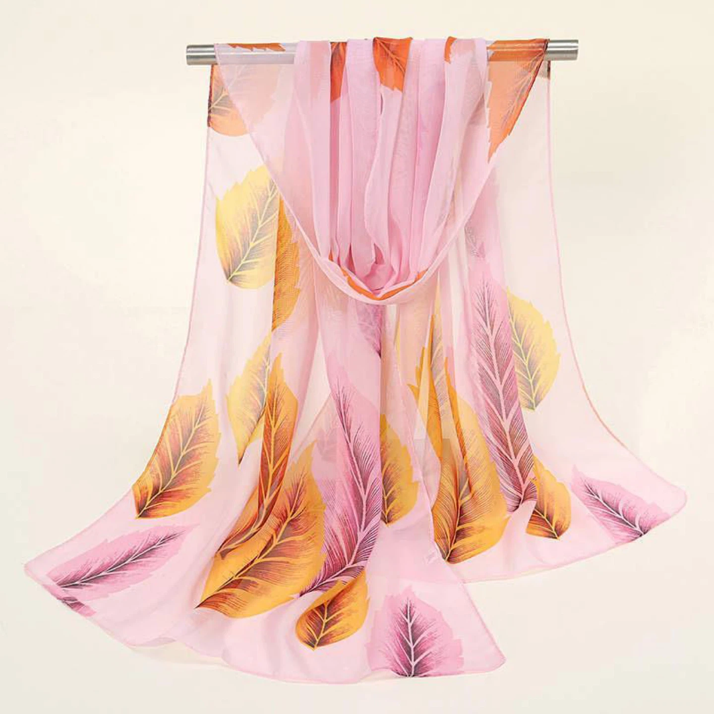 Sheer Scarf - Floral and Leaf Prints - photo 5