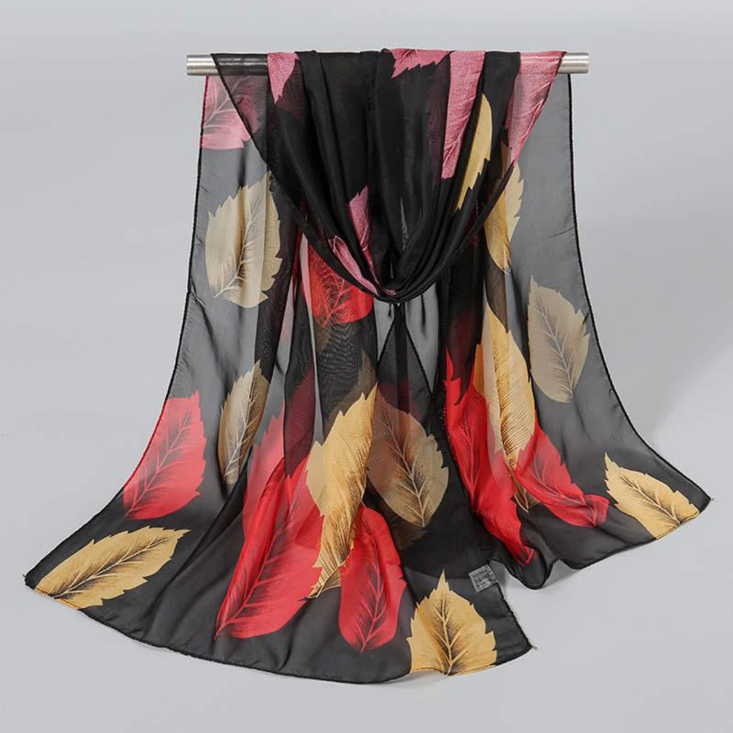 Sheer Scarf - Floral and Leaf Prints - photo 4