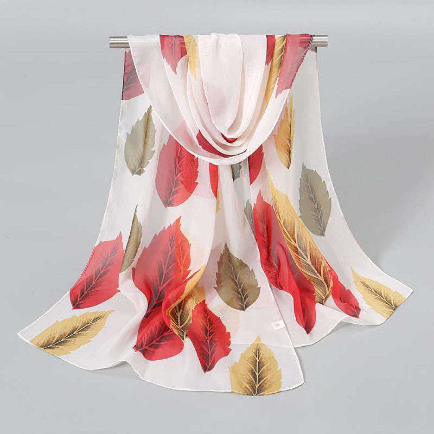 Sheer Scarf - Floral and Leaf Prints - photo 2