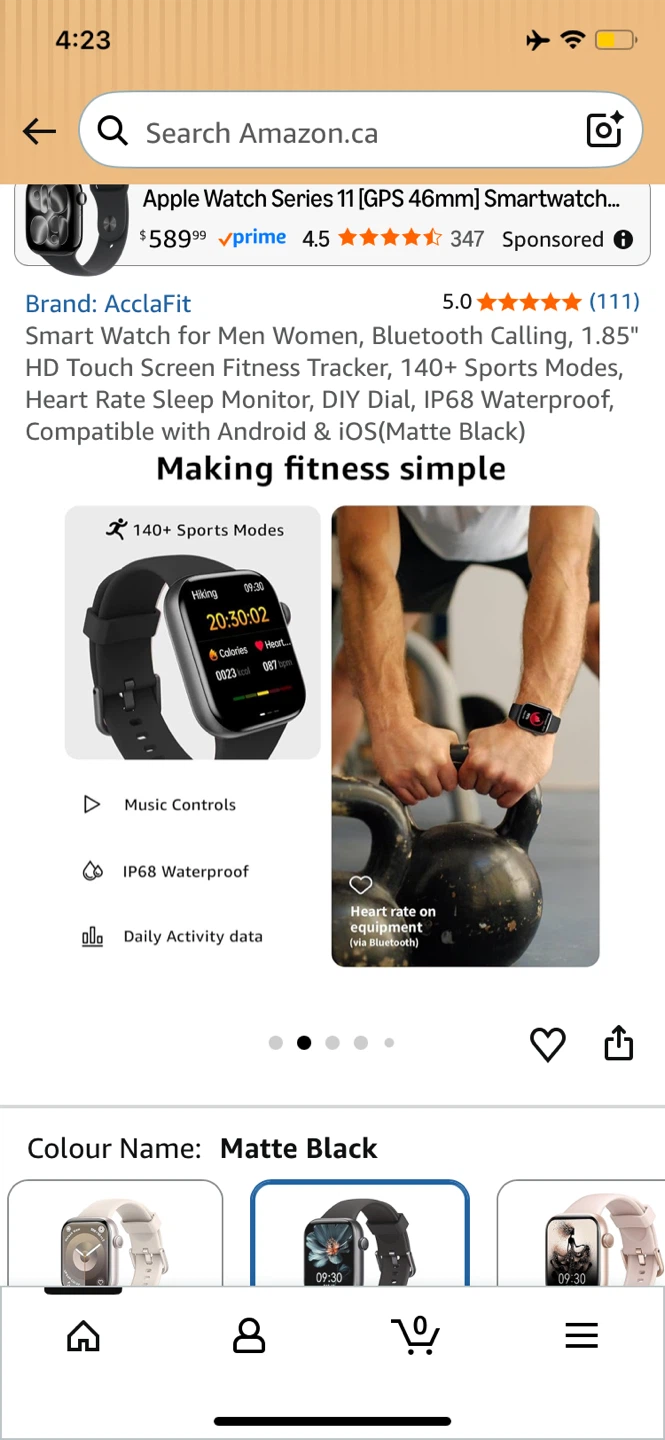 AcclaFit P5 Smart Watch Matte Black - photo 2