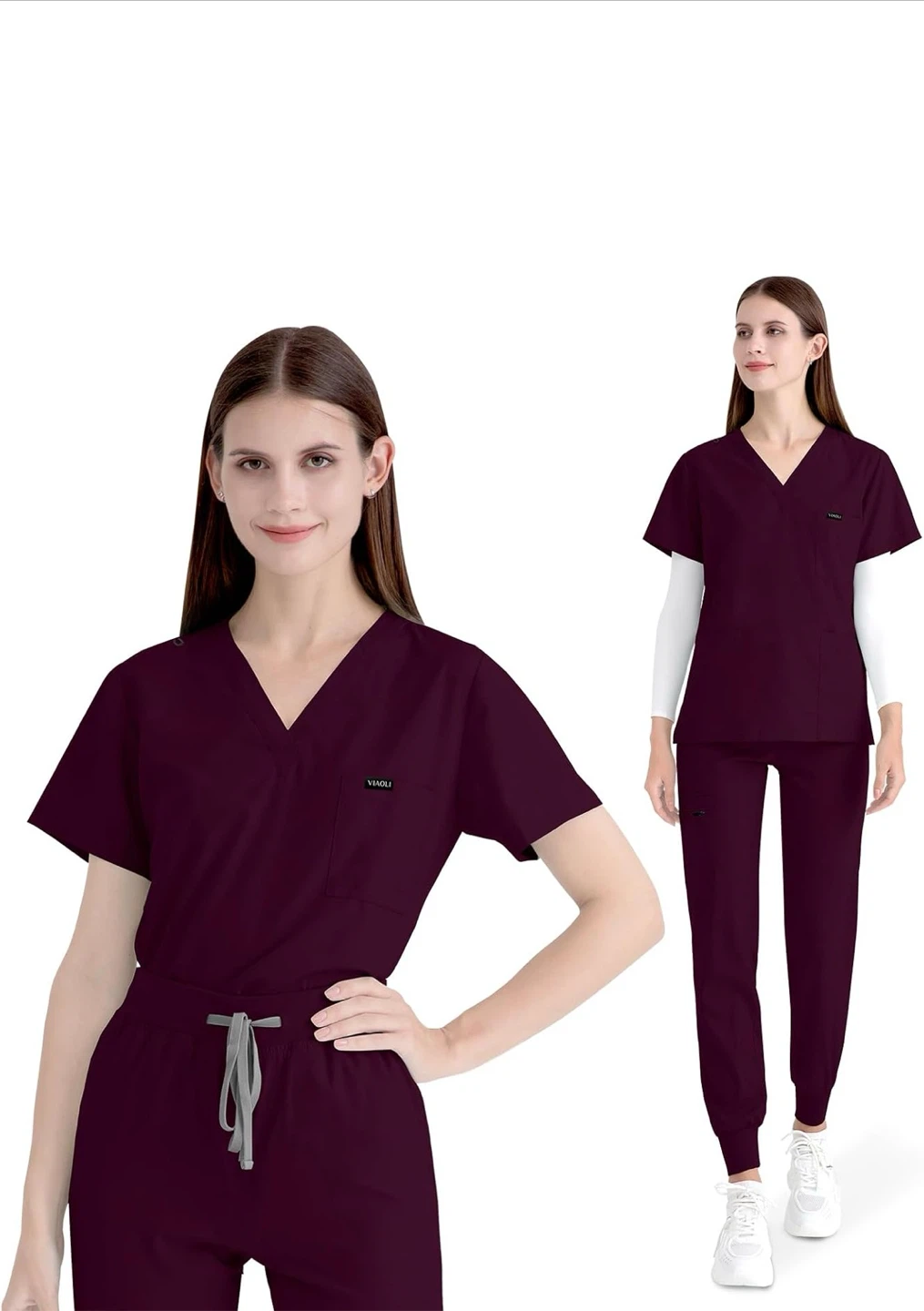Women's Burgundy Scrub Set