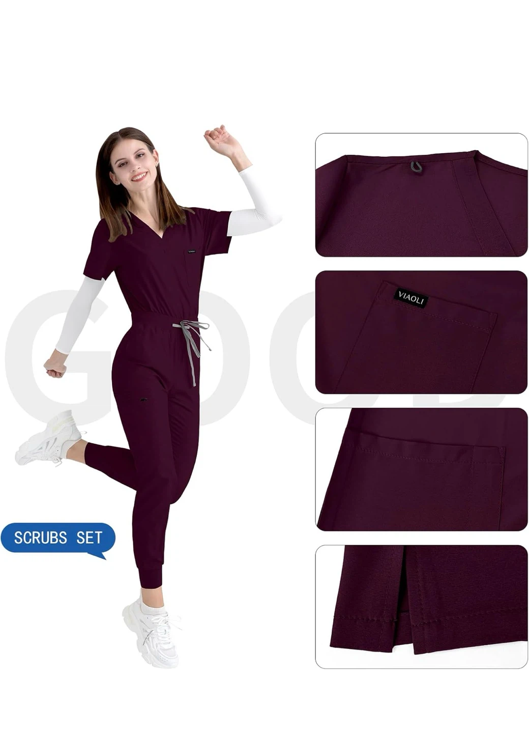 Women's Burgundy Scrub Set - photo 2