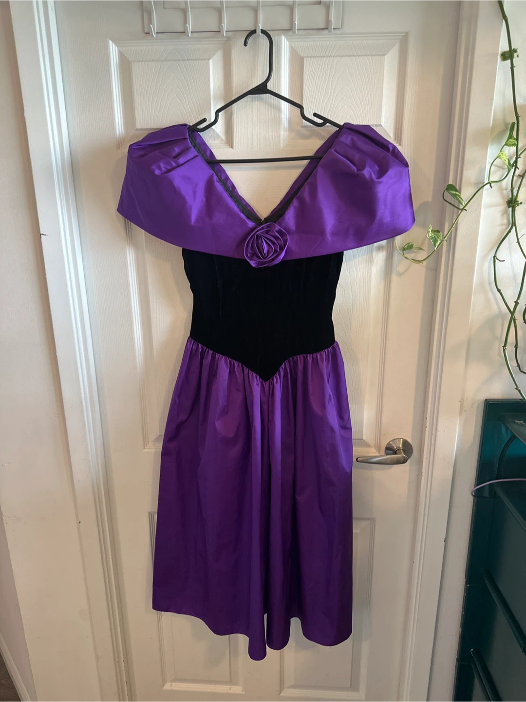 Vintage Purple and Black Velvet Formal Dress