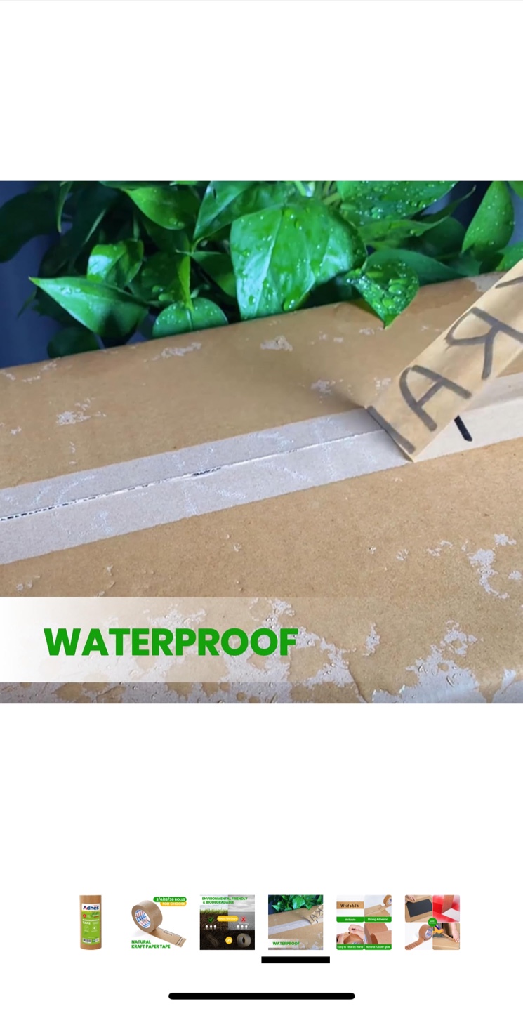 Biodegradable Kraft Paper Tape - 2 Inch x 60 Yards, 6 Rolls - photo 4