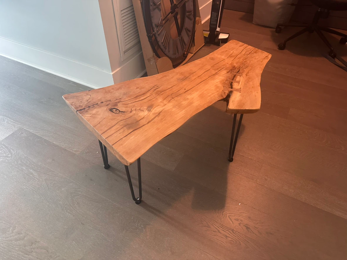 Custom live edge coffee table, with resin